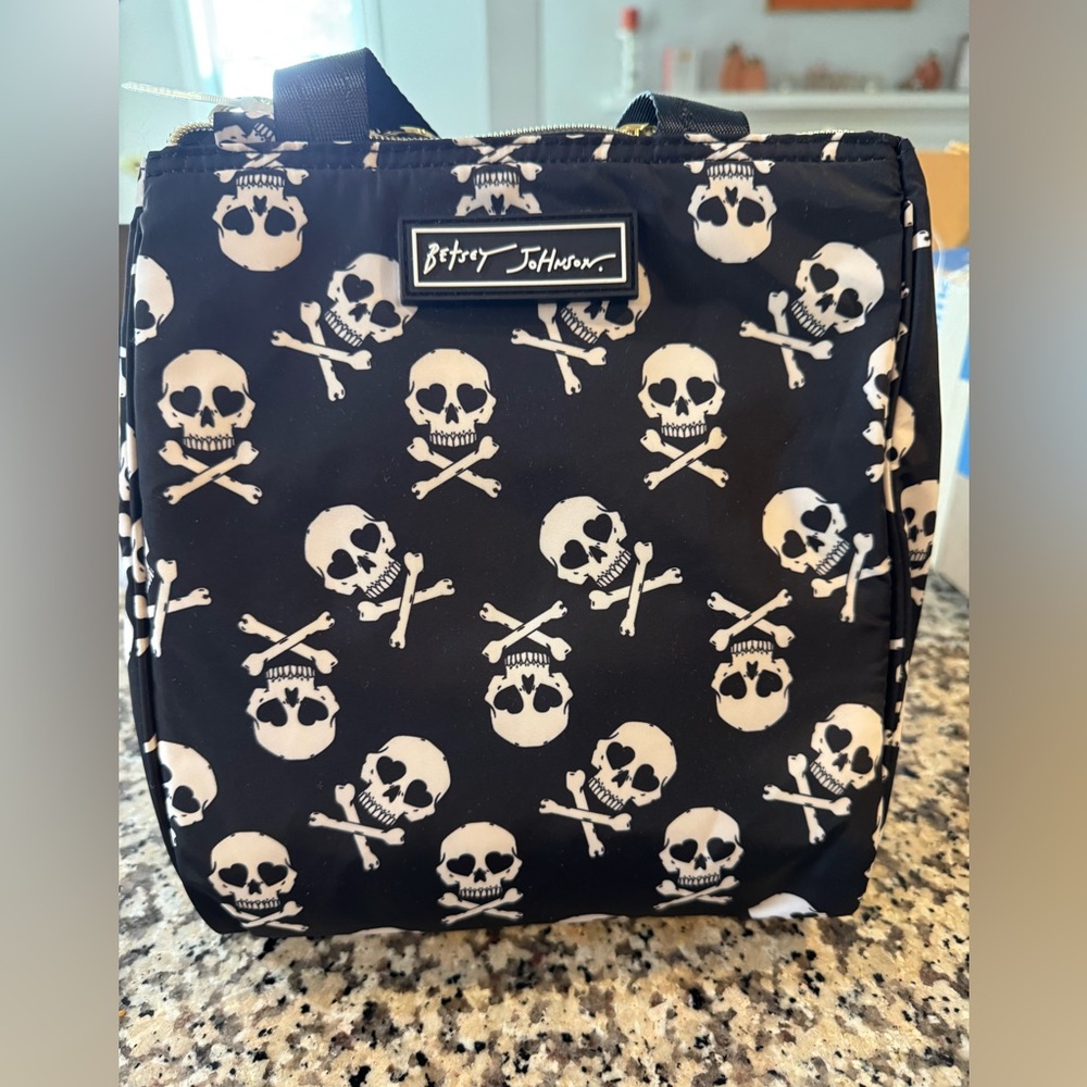 Betsey Johnson Black and White Skull Lunch Tote